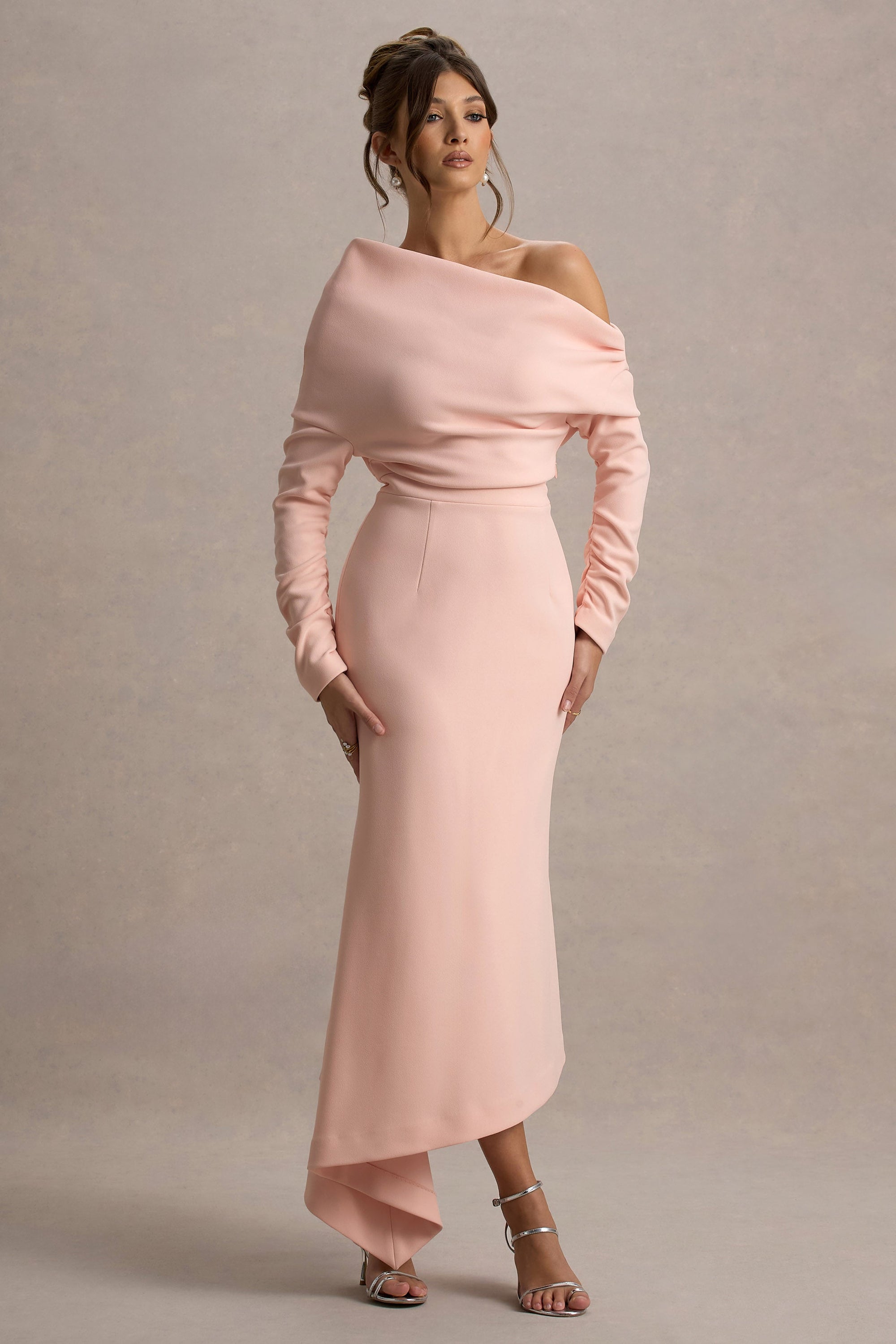 Lou | Rosa asymmetrisk långklänning