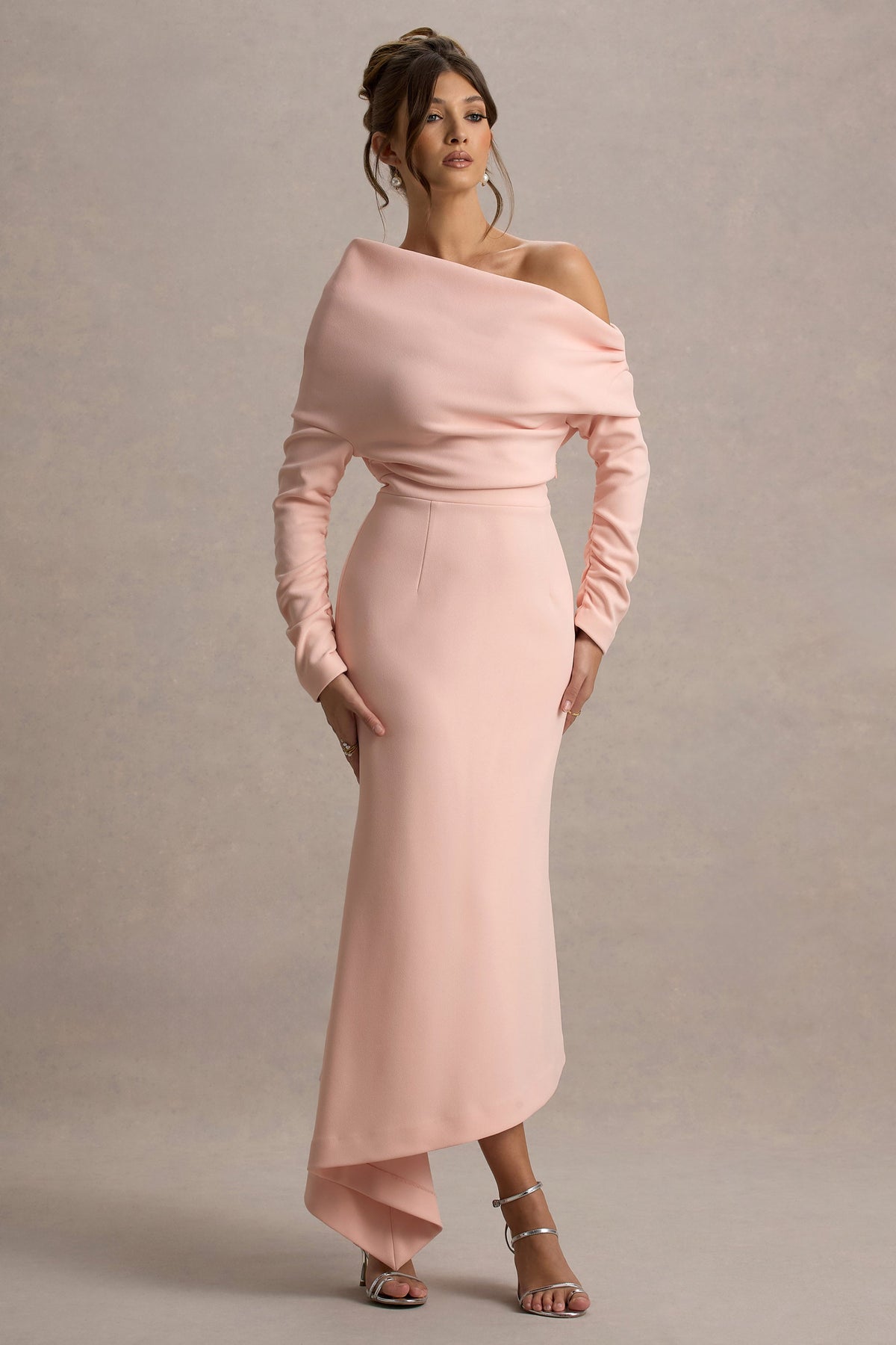 Lou | Rosa asymmetrisk långklänning