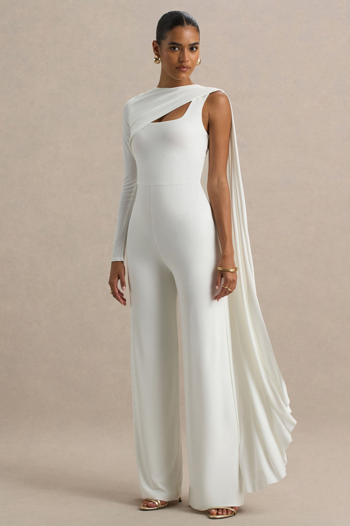 Graces | Vit byxdress med capeärm