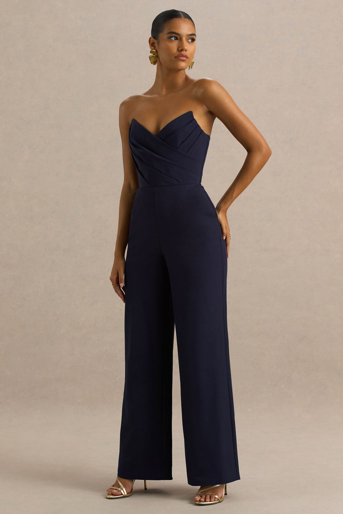 Dainty | Marinblå byxdress med hjärtformad överdel