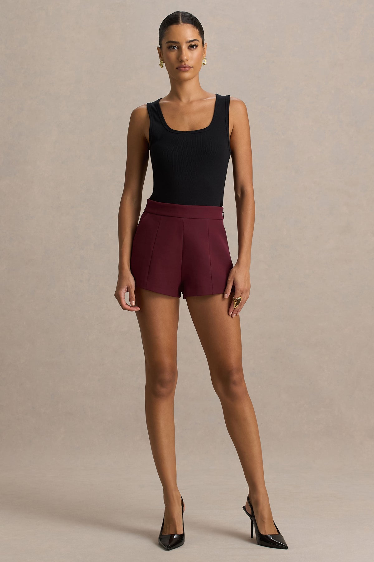 Lina | Burgundy skräddarsydda shorts