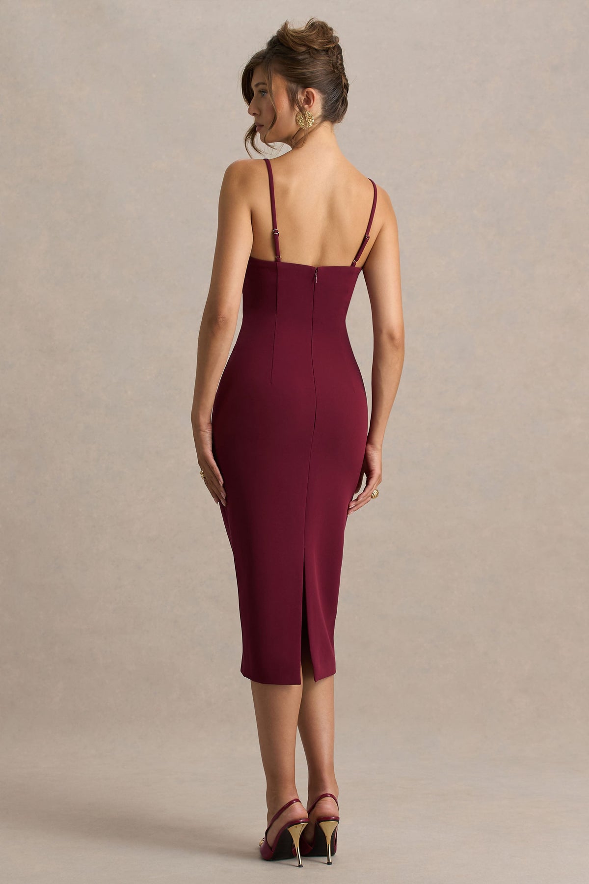 Baylor | Burgundy midiklänning med avtagbar cape